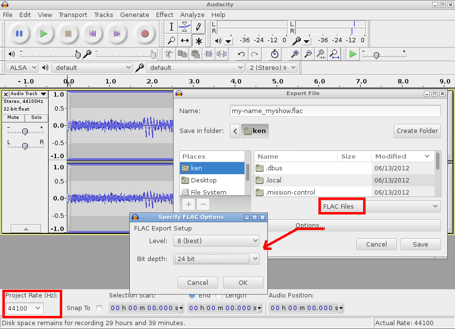 Audacity Export Settings